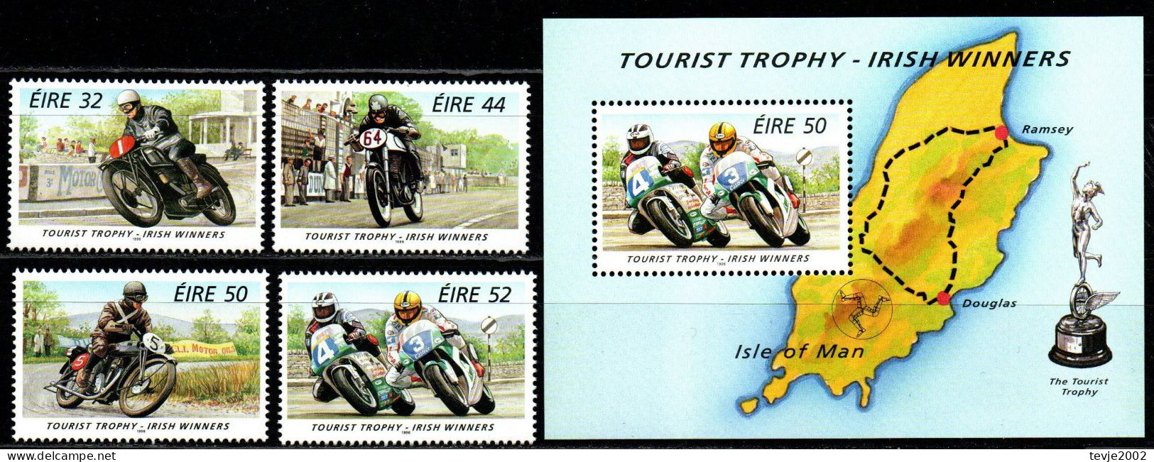 Irland Eire 1996 - Mi.Nr. 946 - 949 + Block 19 - Postfrisch MNH - Sport - Motorbikes