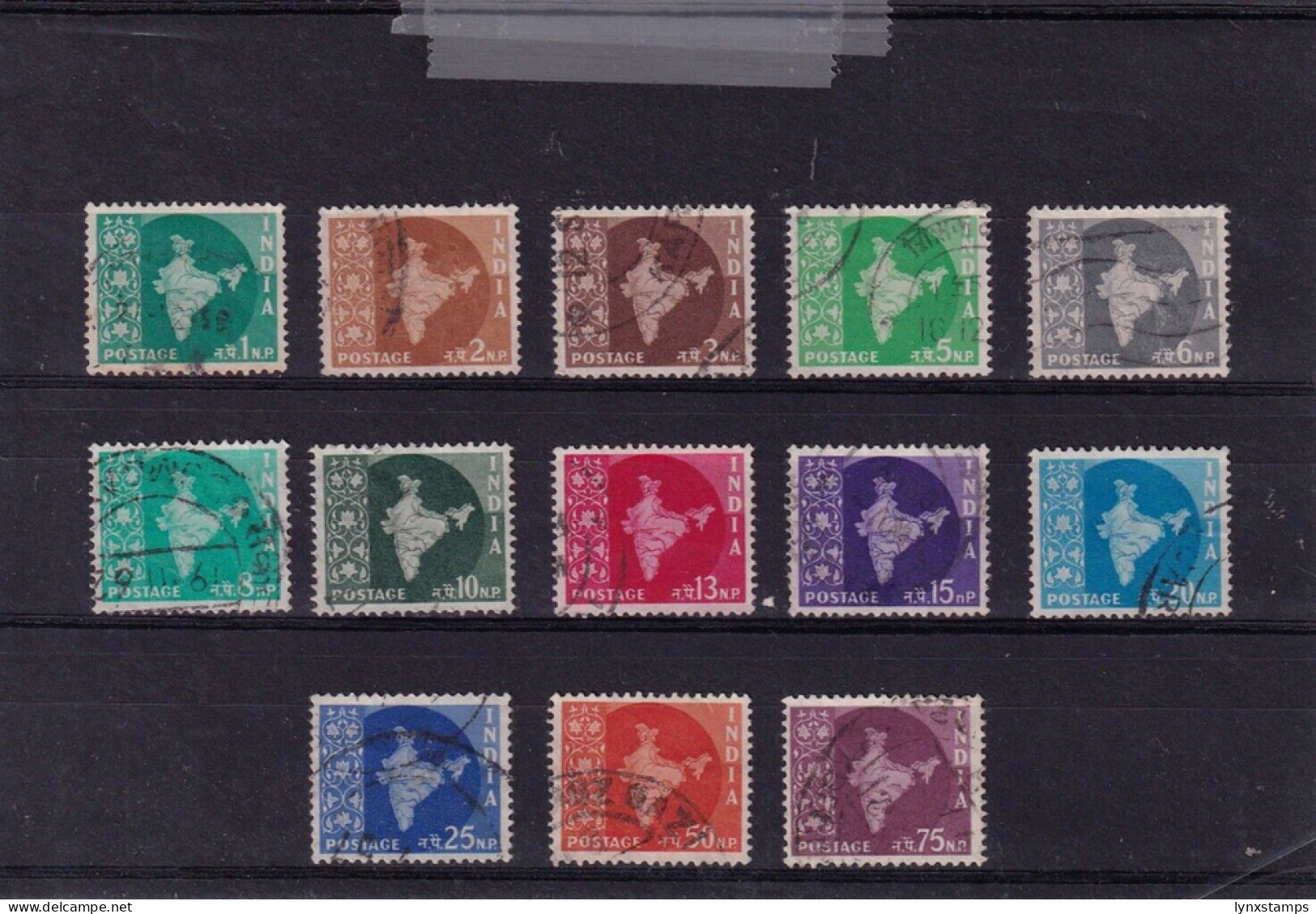 G014 India 1957 -1958 Map Of India Used Stamps - Oblitérés