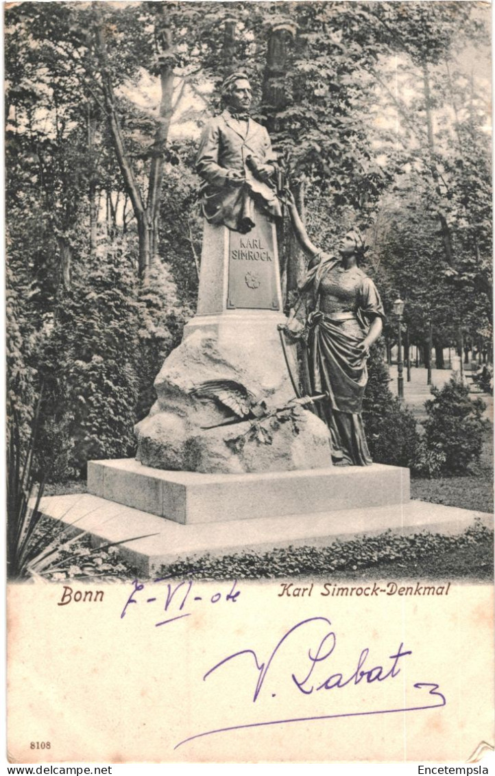 CPA Carte Postale Germany Bonn Karl Simrock Denkmal 1904  VM78429 - Bonn