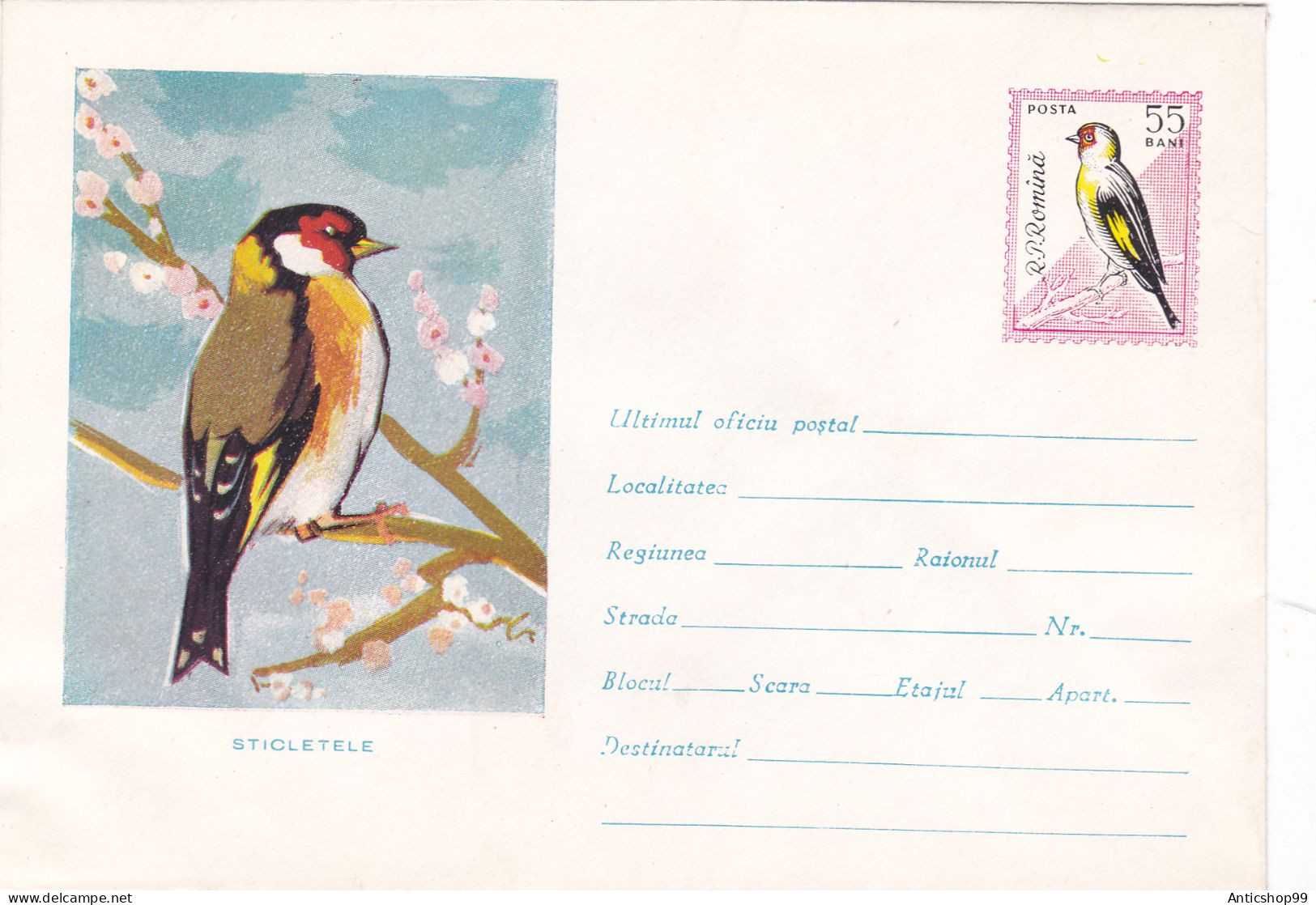 Goldfinch  UNUSED,  COVERS STATIONERY COD 189 /1965 ROMANIA - Ganzsachen