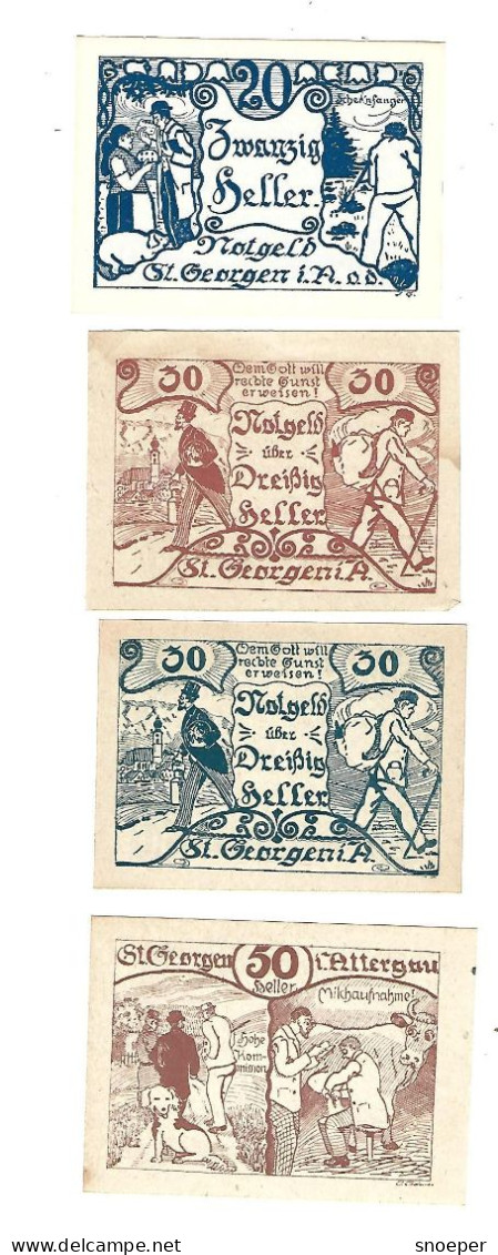 **Austria Notgeld St Georgen Im Attergau  20+2x30+50 Heller 888/2a - Austria