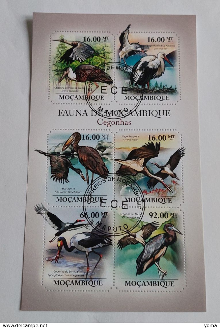 N° 4082 à 4087       Oiseaux échassiers Migrateurs  -  Cigognes  -  Oblitérés - Mozambique