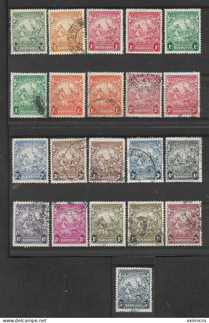 BARBADOS 1938 - 1947 SET SG 248/256a FINE USED Cat £41 - Barbades (...-1966)