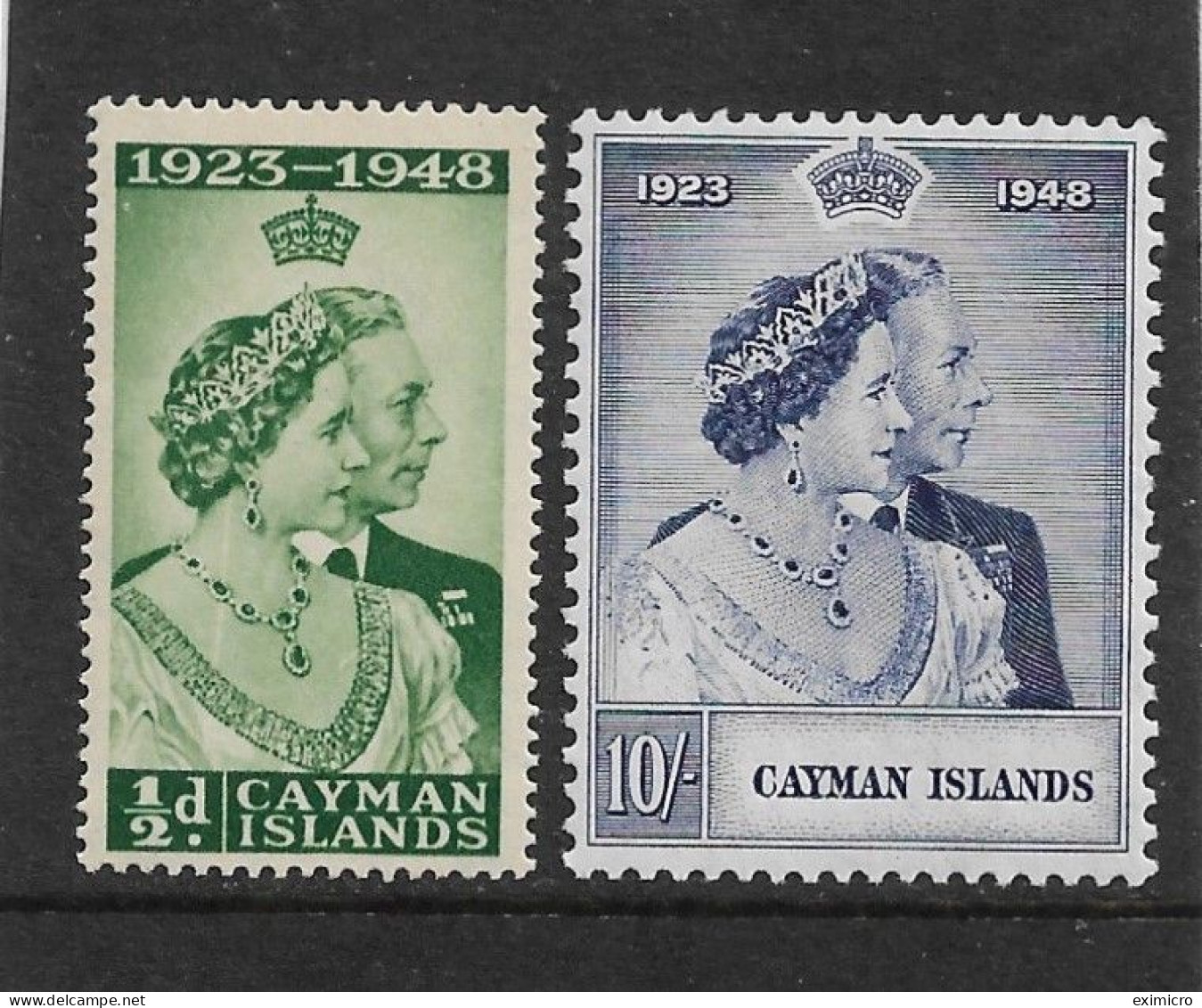 CAYMAN ISLANDS 1948 SILVER WEDDING SET LIGHTLY MOUNTED MINT Cat £24+ - Cayman (Isole)