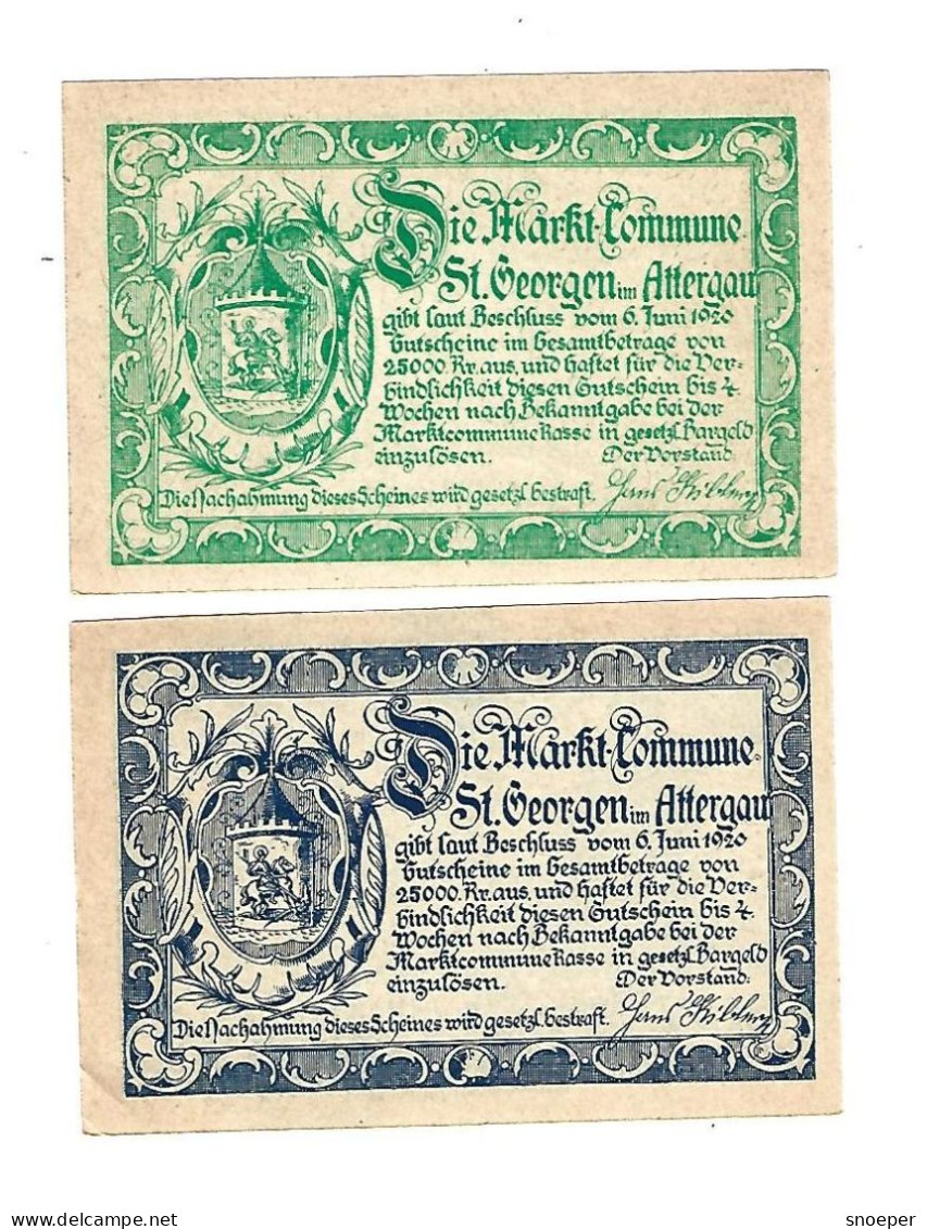 **Austria Notgeld St Georgen Im Attergau  20+50 Heller 889b - Austria