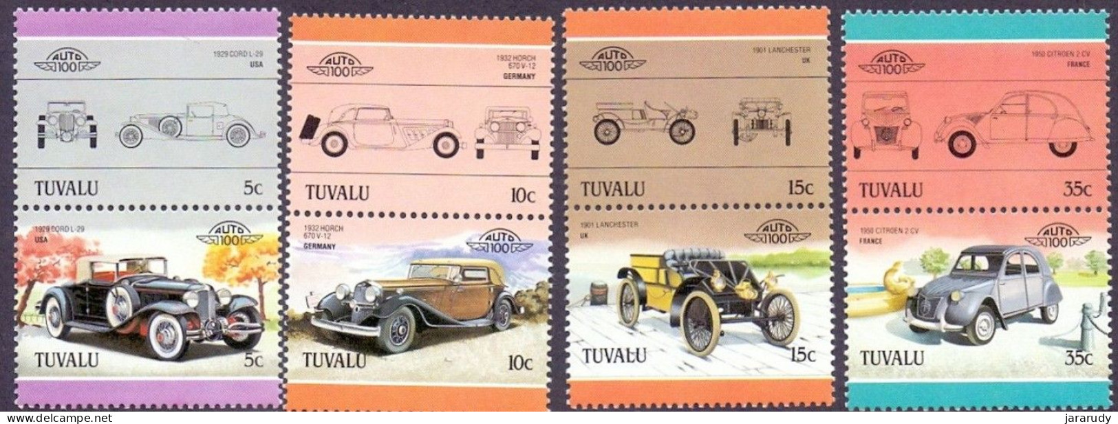 TUVALU COCHES 1985 Mi 339/46 MNH - Tuvalu (fr. Elliceinseln)