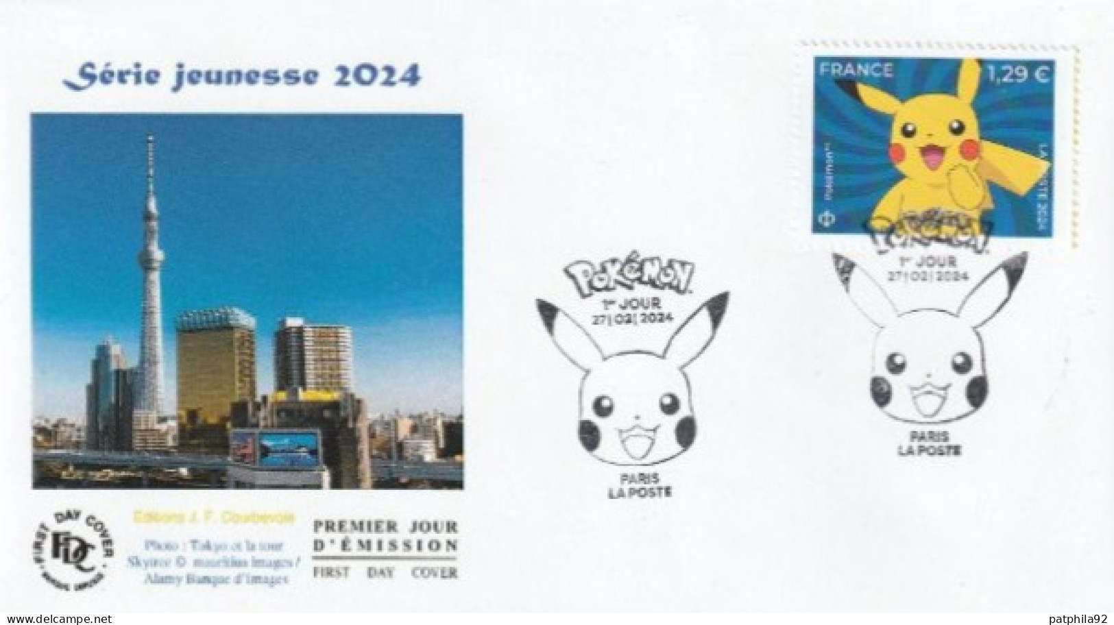 Fdc 2024_Enveloppe 1er Jour_fdc_Pokémon, Série Jeunesse. PJ Paris 27/02/24. - 2020-…