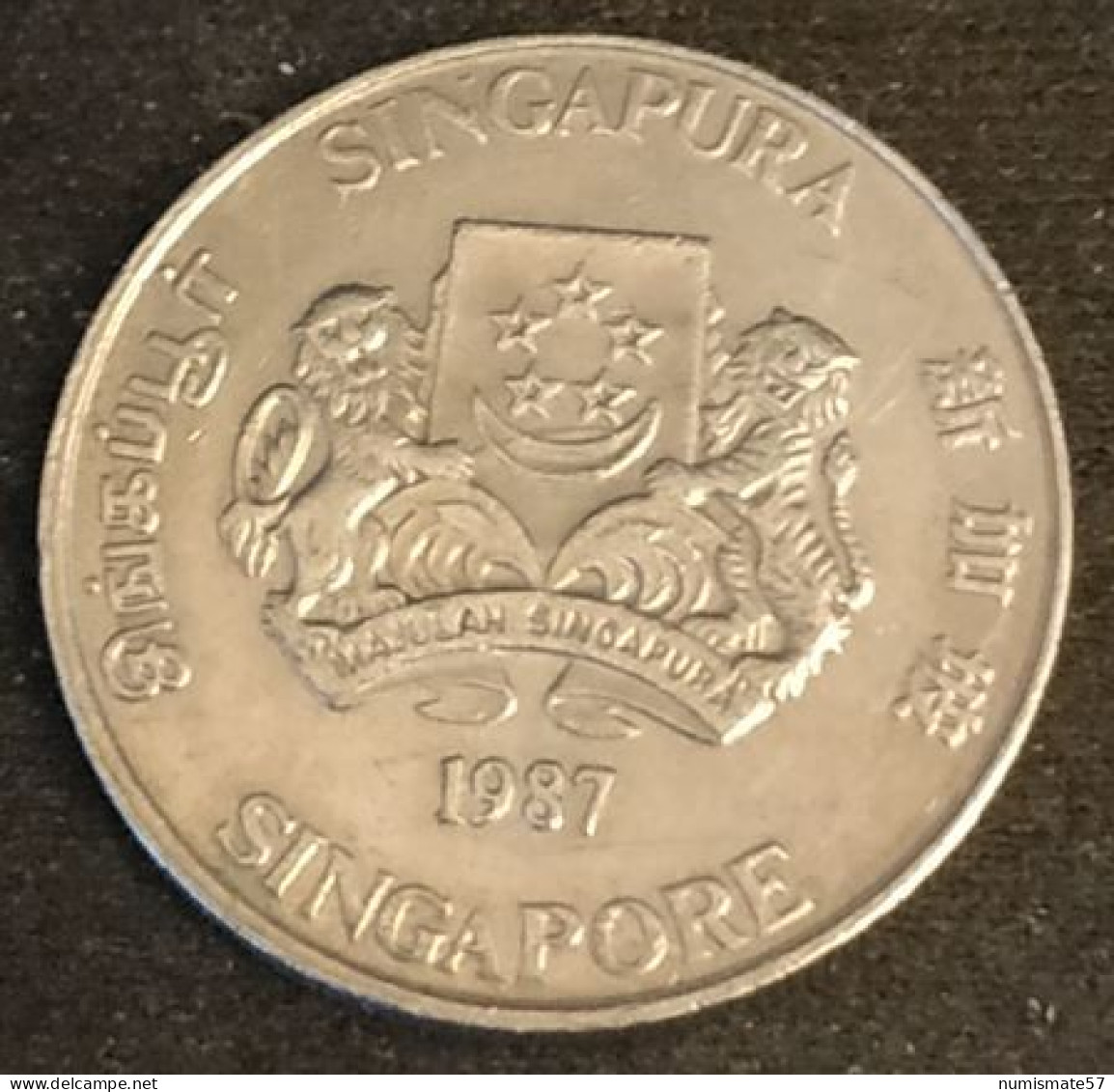 SINGAPOUR - SINGAPORE - 20 CENTS 1987 - KM 52 - ( Blason Haut ) - Singapur