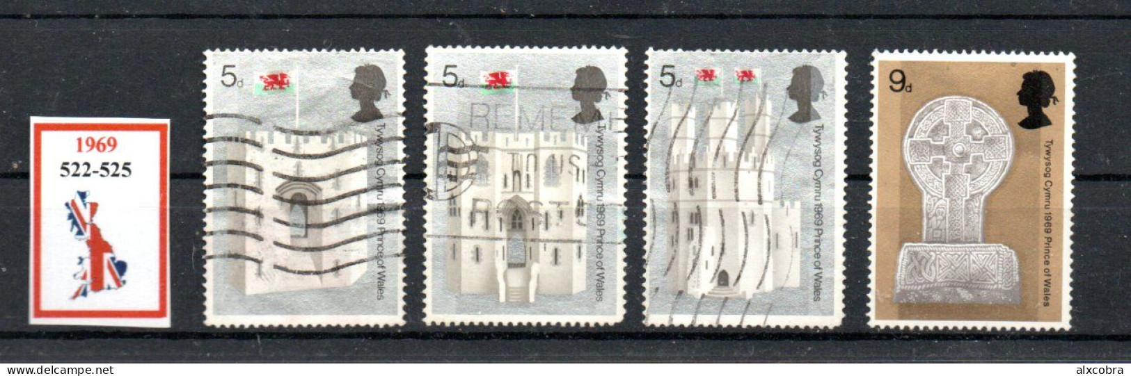 United Kingdom Castles 1969 Michel 522-525 3used 1MNH - Usati