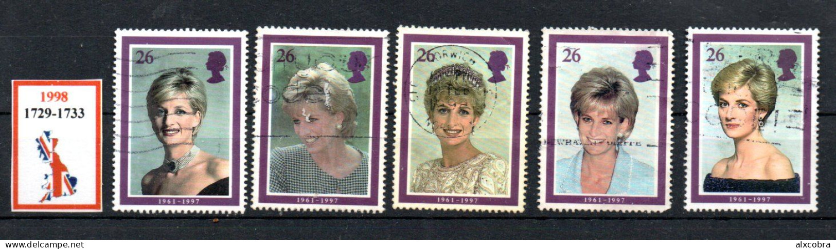 United Kingdom Lady Diana 1998 Michel 1729-1733 USED - Oblitérés