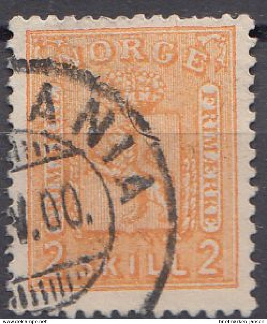 Norwegen Mi.Nr. 12 Freim. Wappen (2 Sk) Gestempelt - Usados