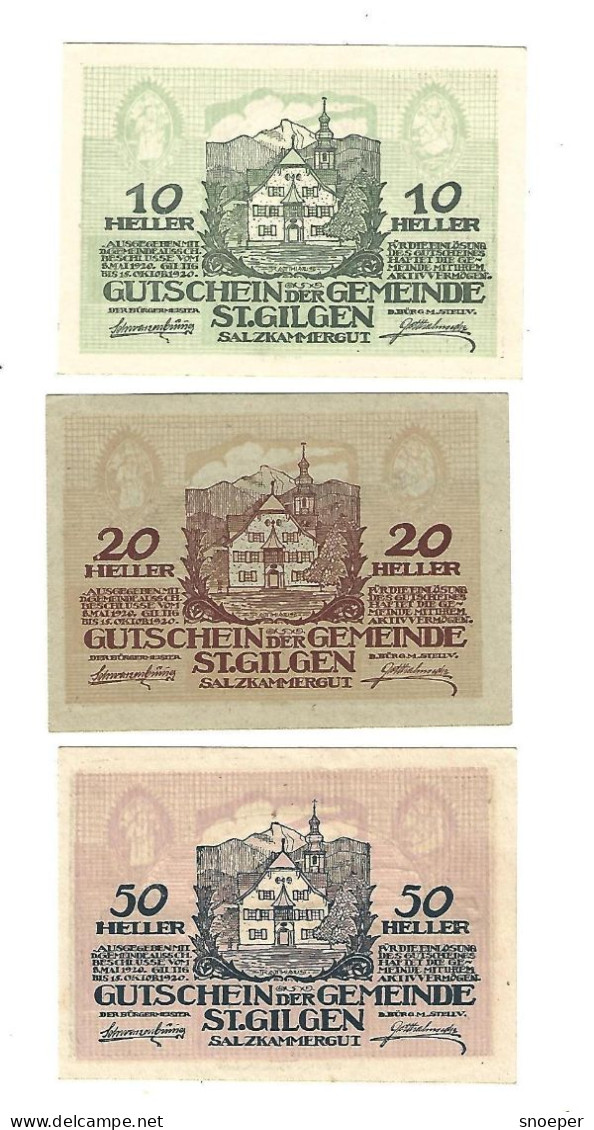 **Austria Notgeld St Gilden Serie Compleet 891a  Cat Val 3 Euro - Austria