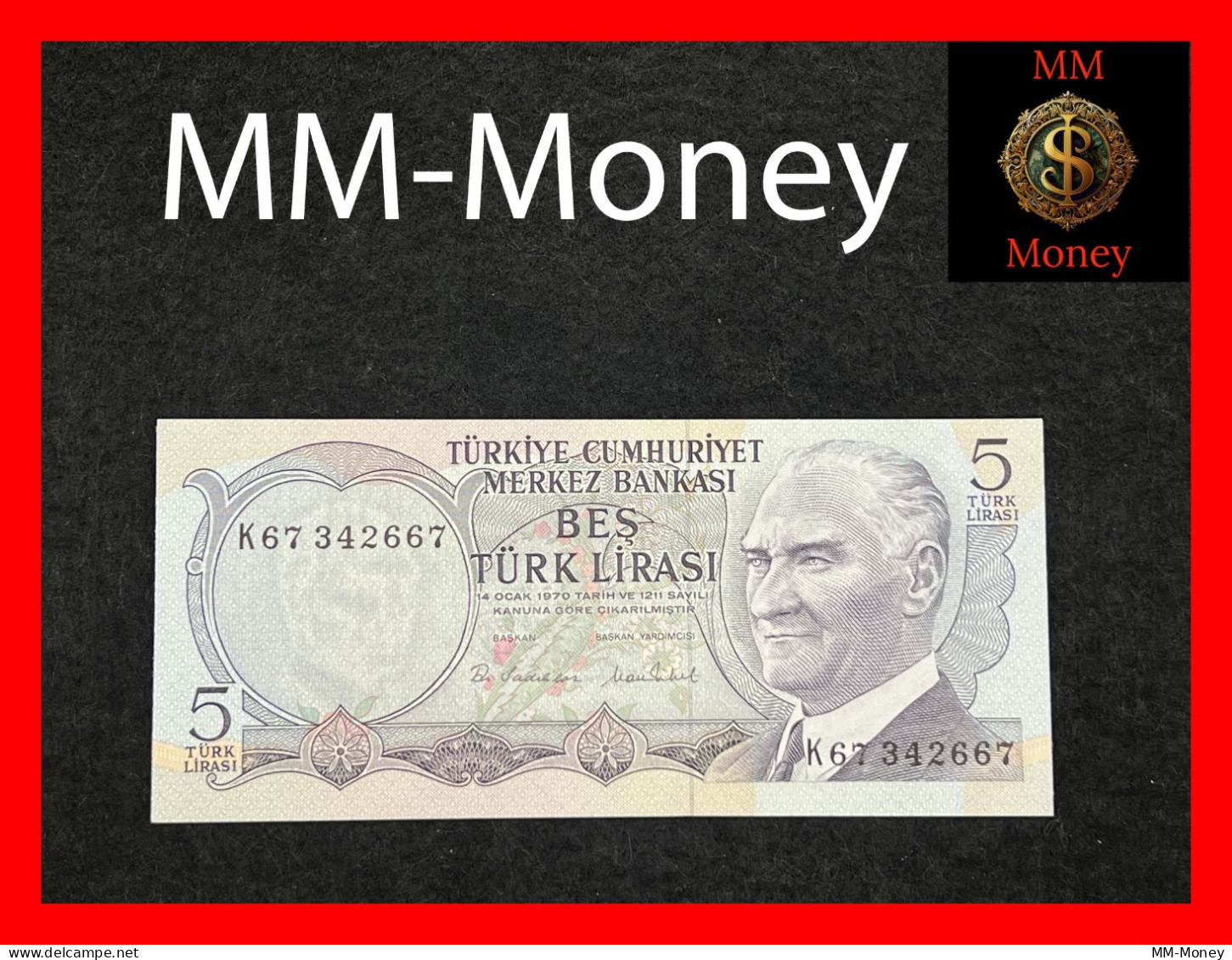 TURKEY 5  Turk  Lirasi  1971   *L. 1970*   P. 185   UNC - Türkei