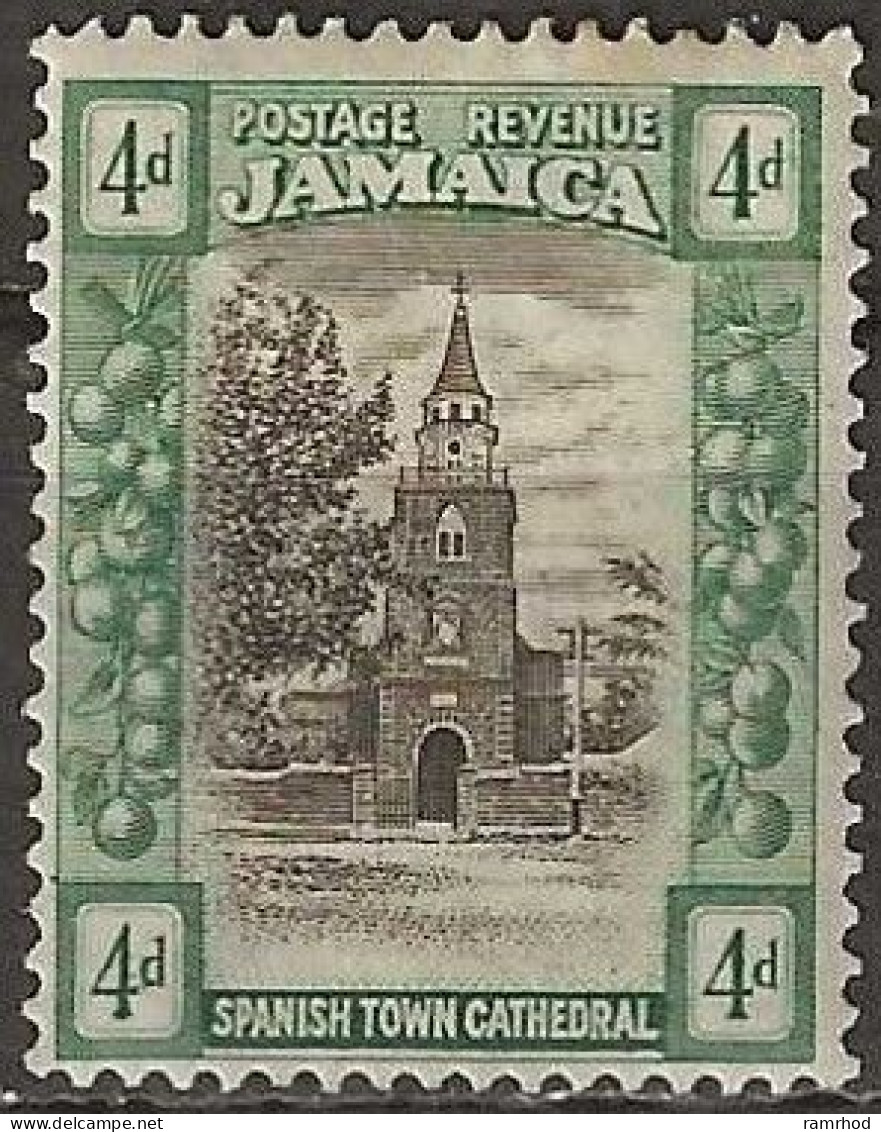 JAMAICA 1919 Cathedral, Spanish Town - 4d. - Brown And Green MH - Jamaica (...-1961)