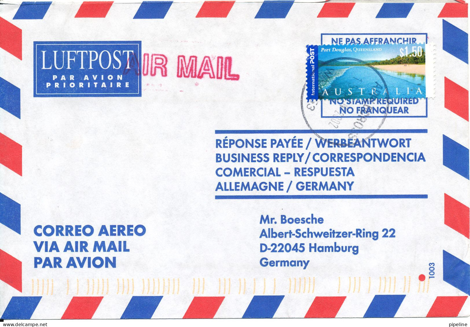 Australia Air Mail Cover Sent To Germany 15-6-2002 Single Franked - Brieven En Documenten