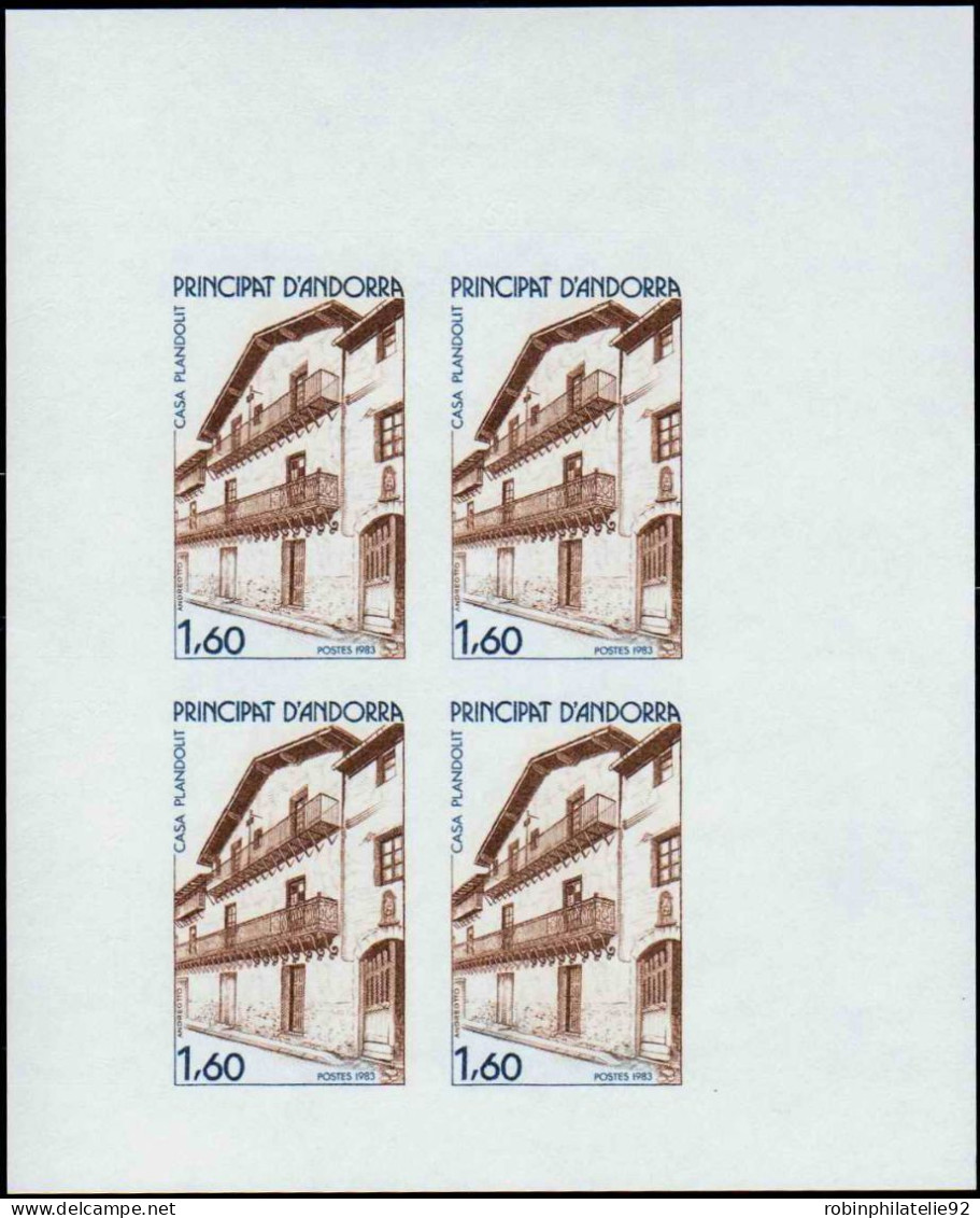Andorre  Non Dentelés N°326 1f60 Architecture Andorrane Feuillet De 4 Timbres Non Dentelés Qualité:** Cote:49 - Autres & Non Classés