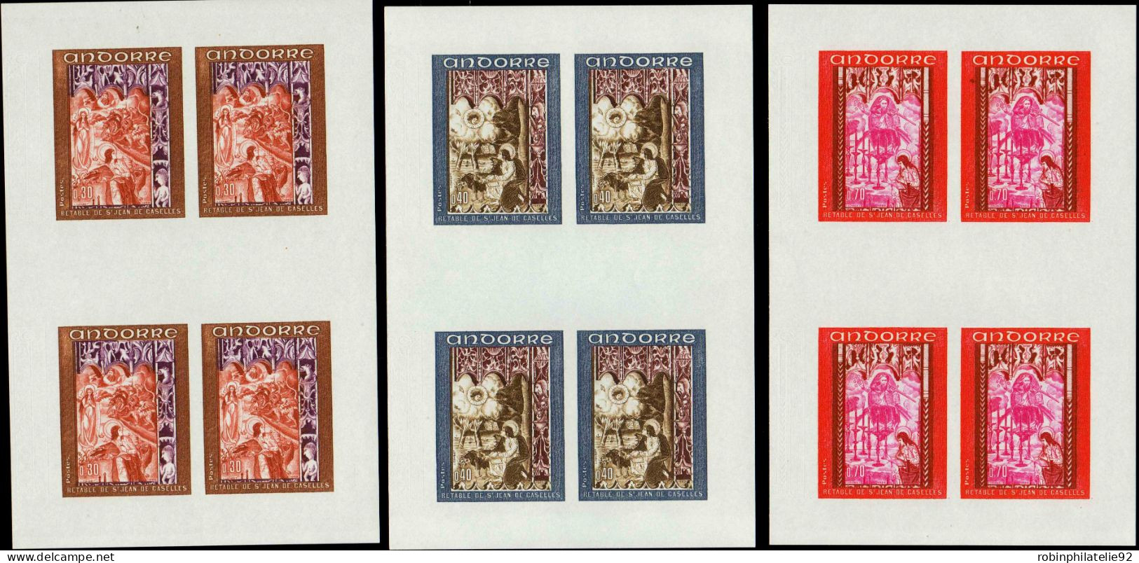 Andorre Non Dentelés N°198/200  Retable 3 Feuillets De 4 Timbres Non Dentelés Qualité:** Cote:280 - Sonstige & Ohne Zuordnung