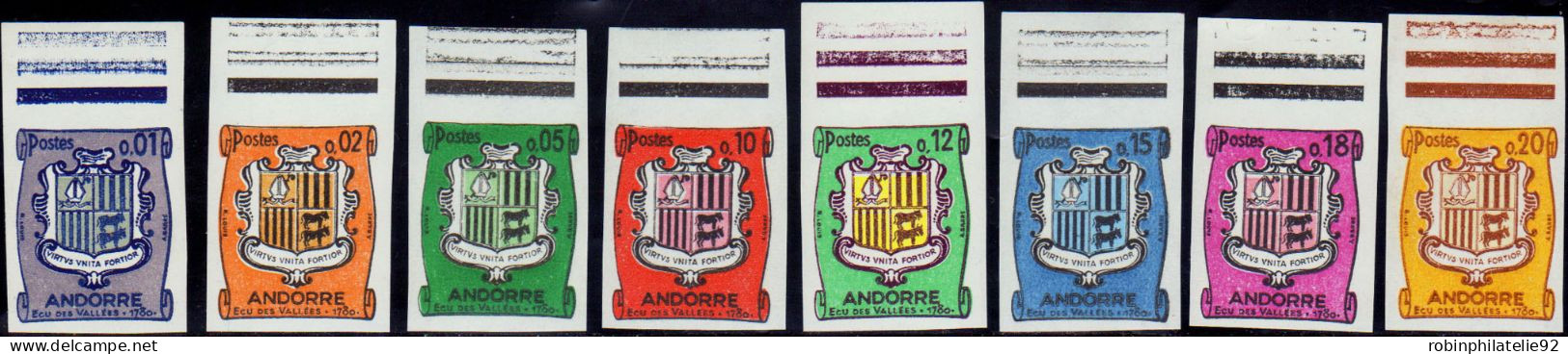 Andorre Non Dentelés N°153/157  Armoiries 8 Valeurs Bdf Qualité:** Cote:125 - Autres & Non Classés