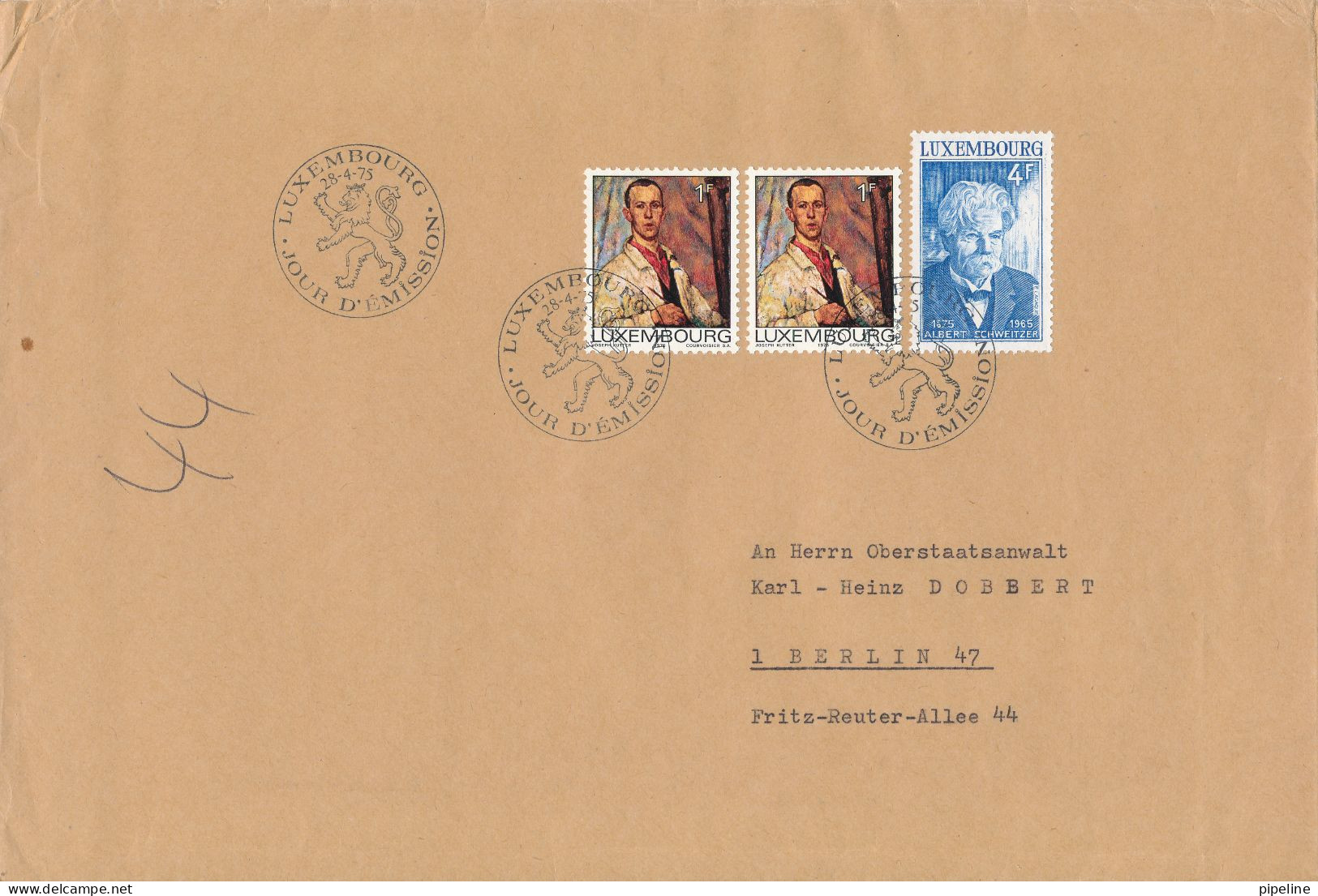 Luxembourg Cover Sent To Germany 28-4-1975 Topic Stamps - Briefe U. Dokumente