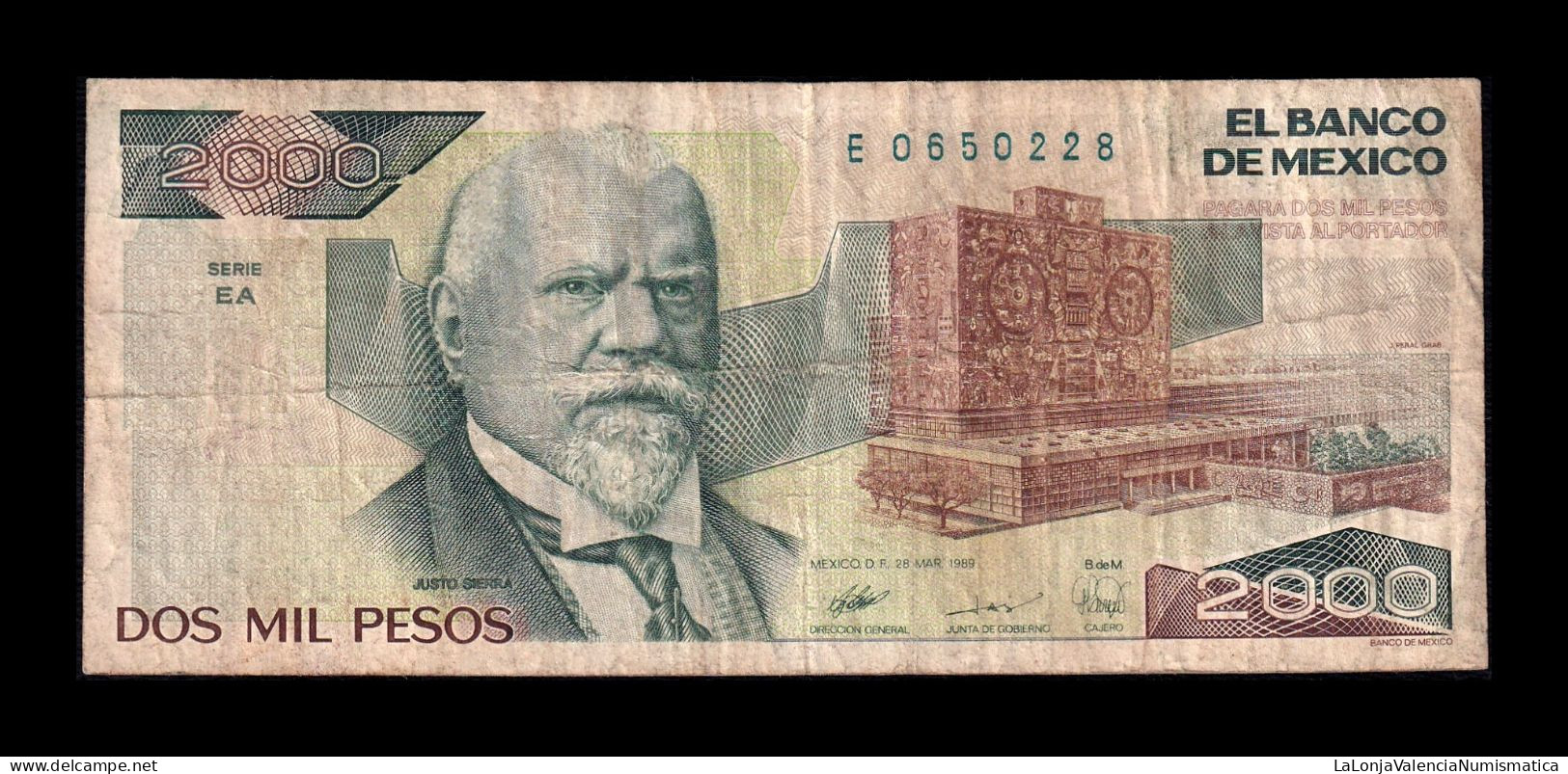México 2000 Pesos 1989 Pick 86c Serie EA Bc F - Mexiko