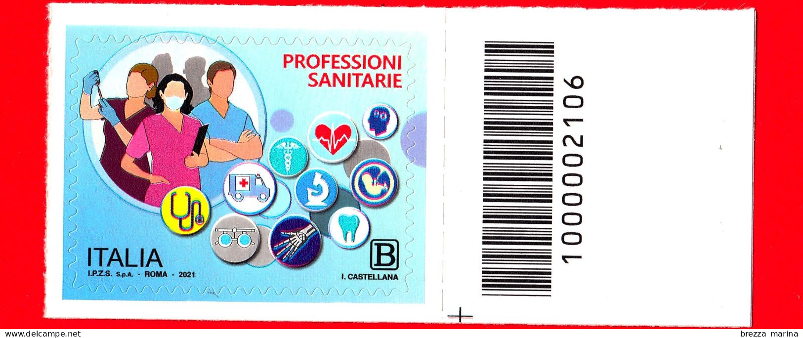 Nuovo - MNH - ITALIA - 2021 - Professioni Sanitarie – Sagome E Figure Stilizzate - B - Barre 2106 - Bar Codes