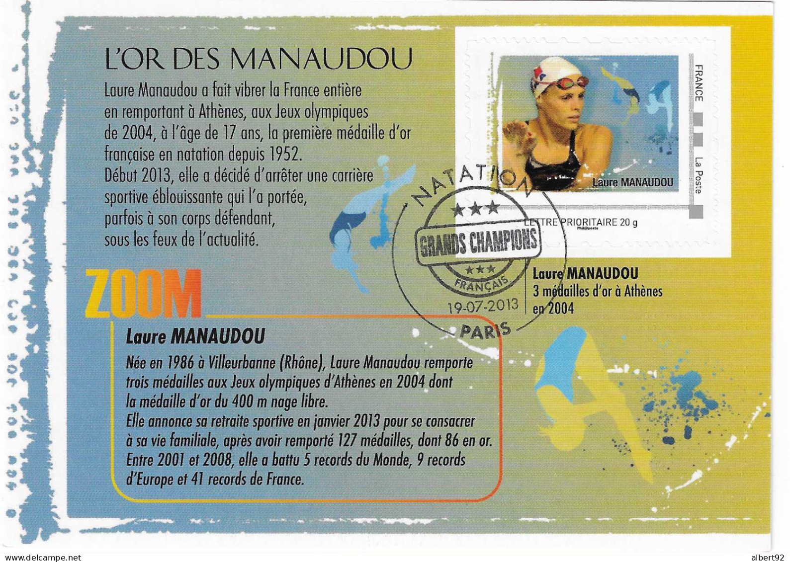 2013 Hommage à Laure Manaudou 3 Médailles D'Or En Natation Aux Jeux Olympiques D'Athènes 2004 - Sommer 2004: Athen