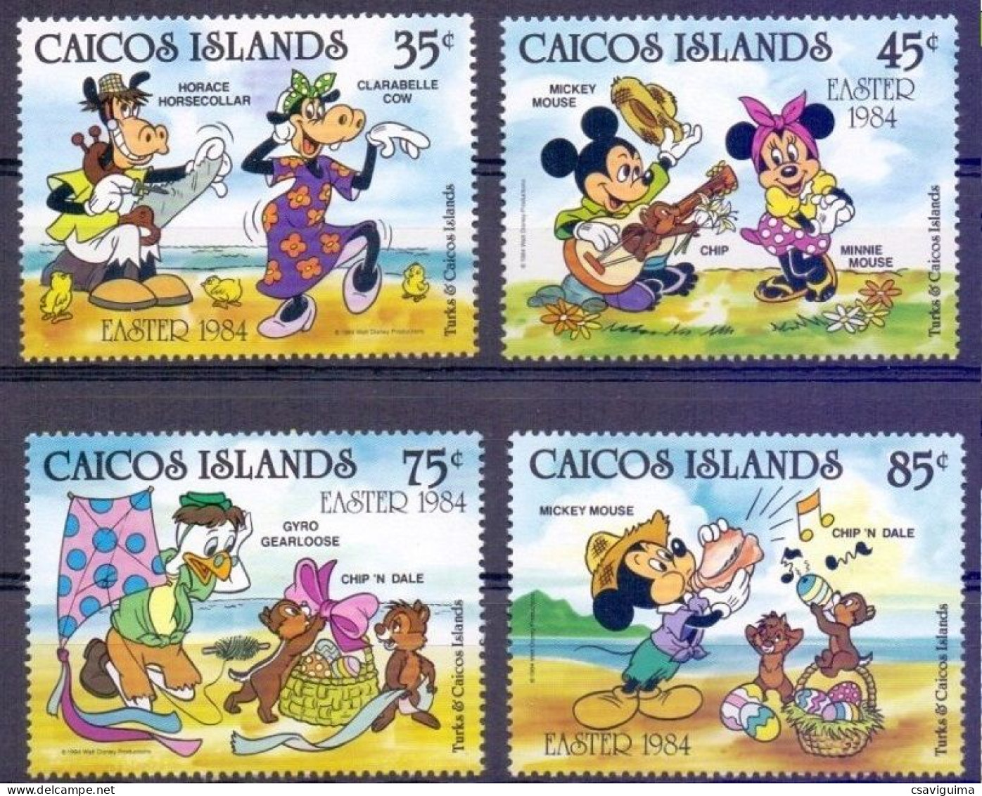 Caicos Is - 1984 - Disney: Easter - Yv 35/38 - Disney