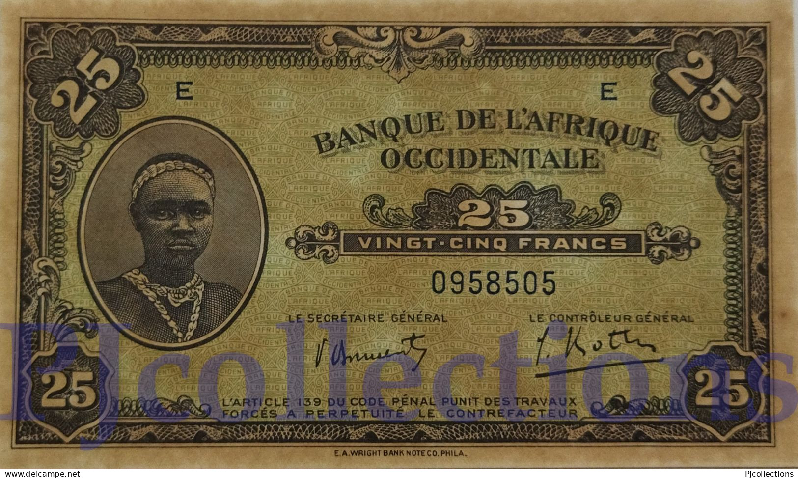 FRENCH WEST AFRICA 25 FRANCS 1942 PICK 30a AUNC - Other - Africa