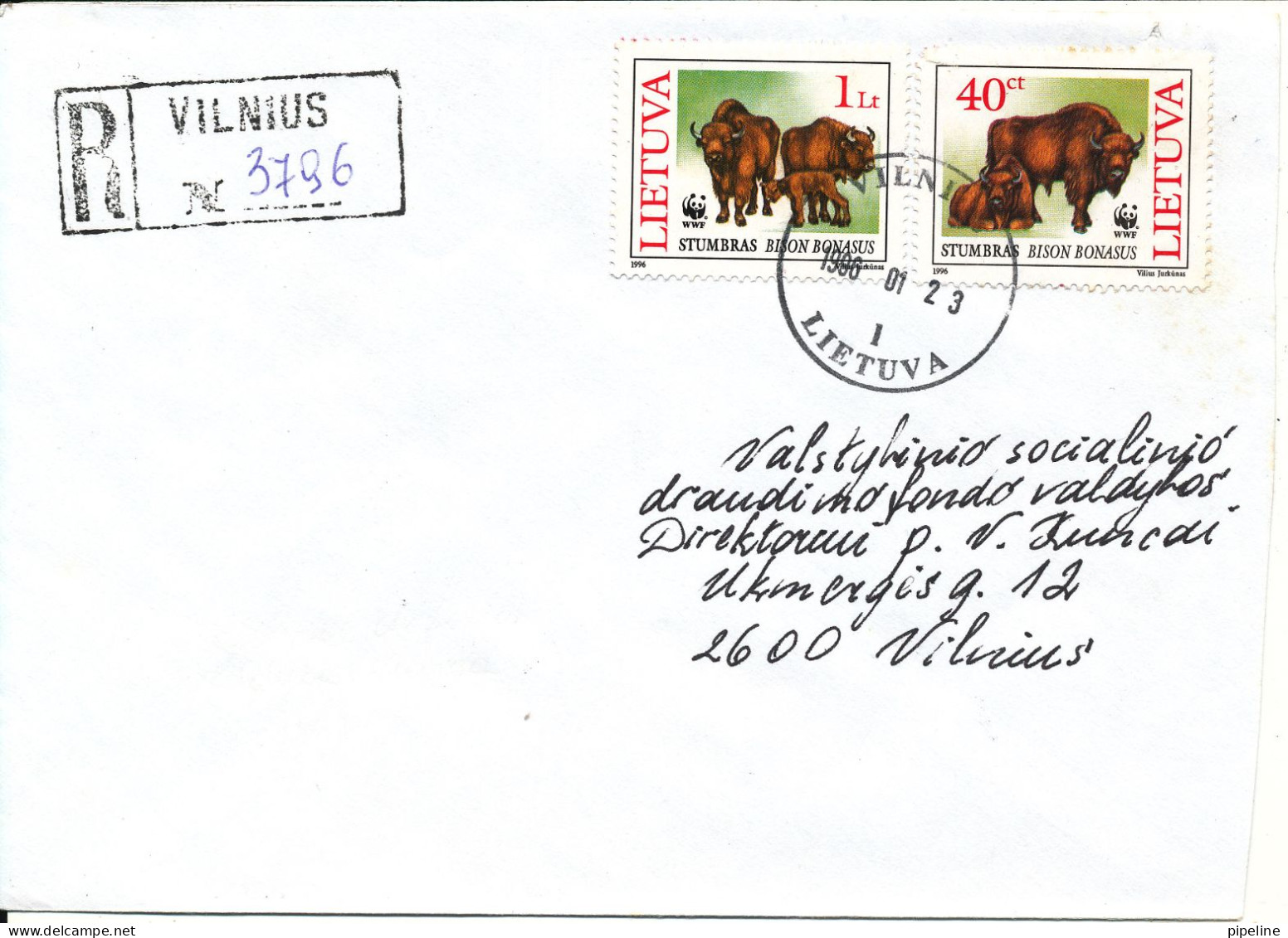 Lithuania Registered Cover Sent To Vilnius Vilnius 23-1-1996  WWF Stamps - Litauen