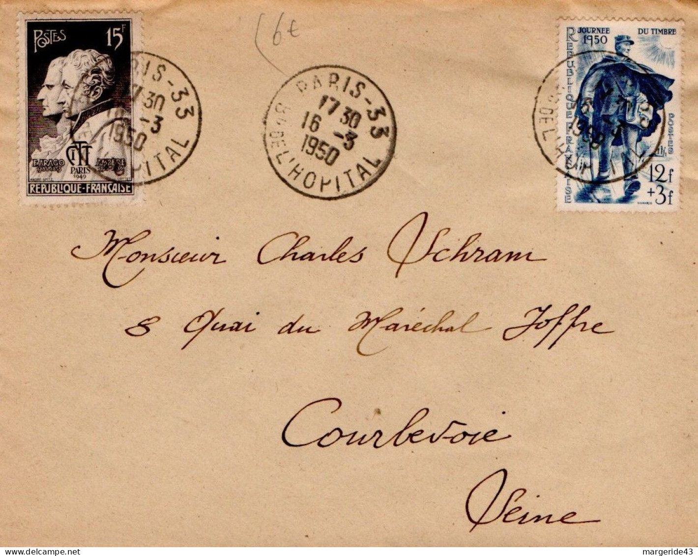AFFRANCHISSEMENT COMPOSE SUR LETTRE DE PARIS 33 - Postal Rates