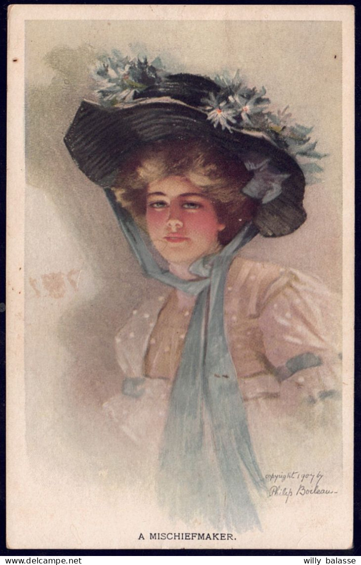 +++ CPA - Carte Fantaisie - Illustrateur P. BOILEAU - Femme - Lady - A Mischiefmaker - Chapeau - Mode // - Boileau, Philip