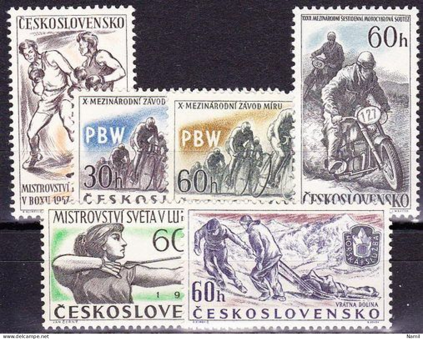 ** Tchécoslovaquie 1957 Mi 1013-7+1034 (Yv 900-4+919), (MNH)** - Ungebraucht