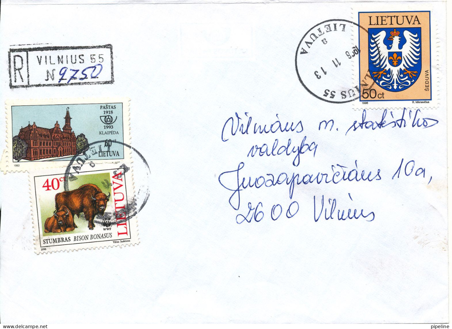 Lithuania Registered Cover Sent To Vilnius Vilnius 13-11-1996 - Litauen