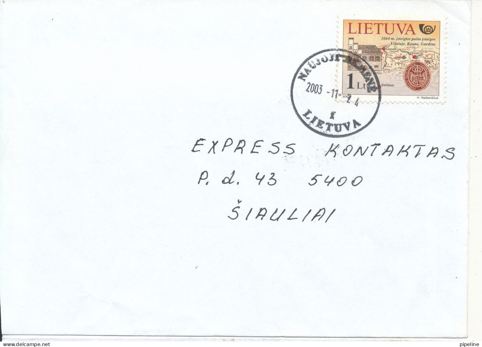 Lithuania Cover Sent To Siauliai Naujoji Akmenė 24-11-2003 Single Franked - Litauen