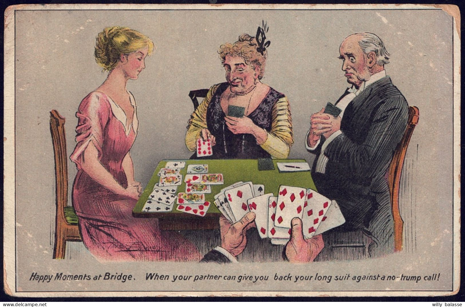 +++ CPA - Carte Fantaisie - Jeu De Cartes - " Happy Moments At BRIDGE "  // - Playing Cards