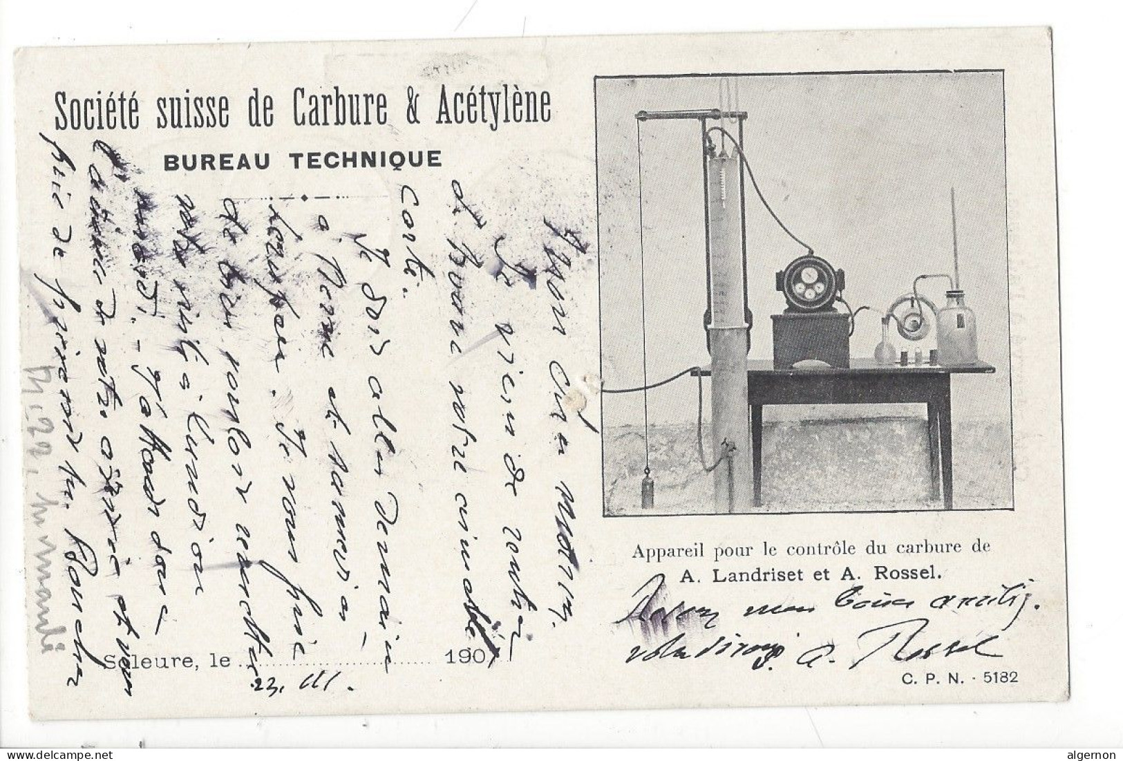 32075 - Société Suisse De Carbure Acétylène Bureau Technique Appareil De Contrôle ,cachet Linéaire Solothurn - Soleure