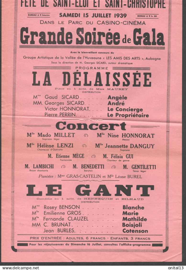 15 JUILLET 1939 / VILLE DE TRETS FETE DE SAINT ELOI ET SAINT CHRISTOPHE   E2 - Affiches