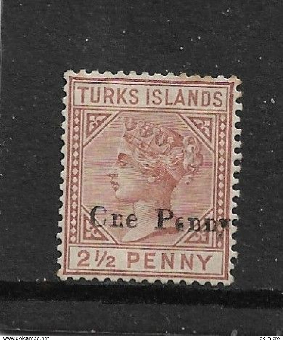 TURKS ISLANDS 1889 1d On 2½d SG 61 WITH UNLISTED VARIETIES ON OVERPRINT. NORMAL STAMP Cat £25 - Turks & Caicos (I. Turques Et Caïques)