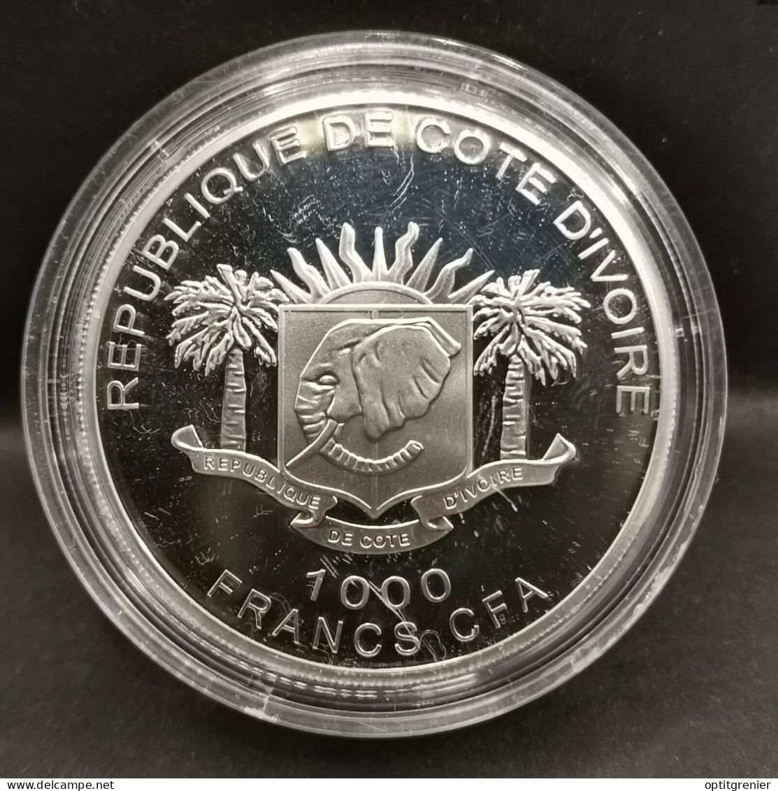 1000 FRANCS ARGENT BE CFA 2010 MAMMOUTH AFRICAIN COTE D'IVOIRE 2500 EX. / PROOF - Costa D'Avorio