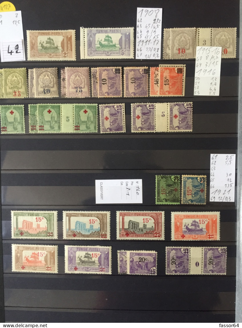 Tunisie  Français Lot 42 Neuf 1908/1921 Côte + 466 Euros - Other & Unclassified