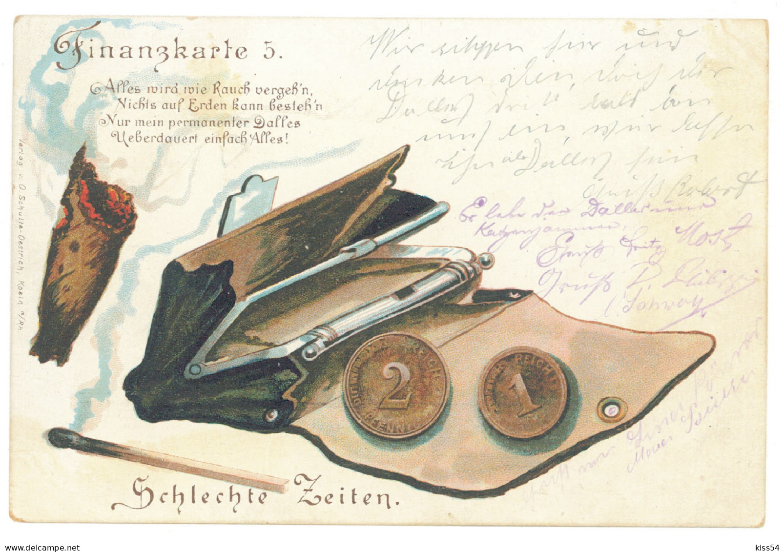 GER 22 - 4399 COINS, Germany, Litho - Old Postcard - Used - 1898 - Munten (afbeeldingen)