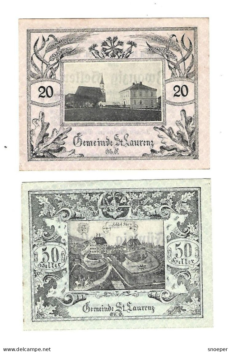 **Austria Notgeld St Laurentz 20+50 Heller  900b - Austria