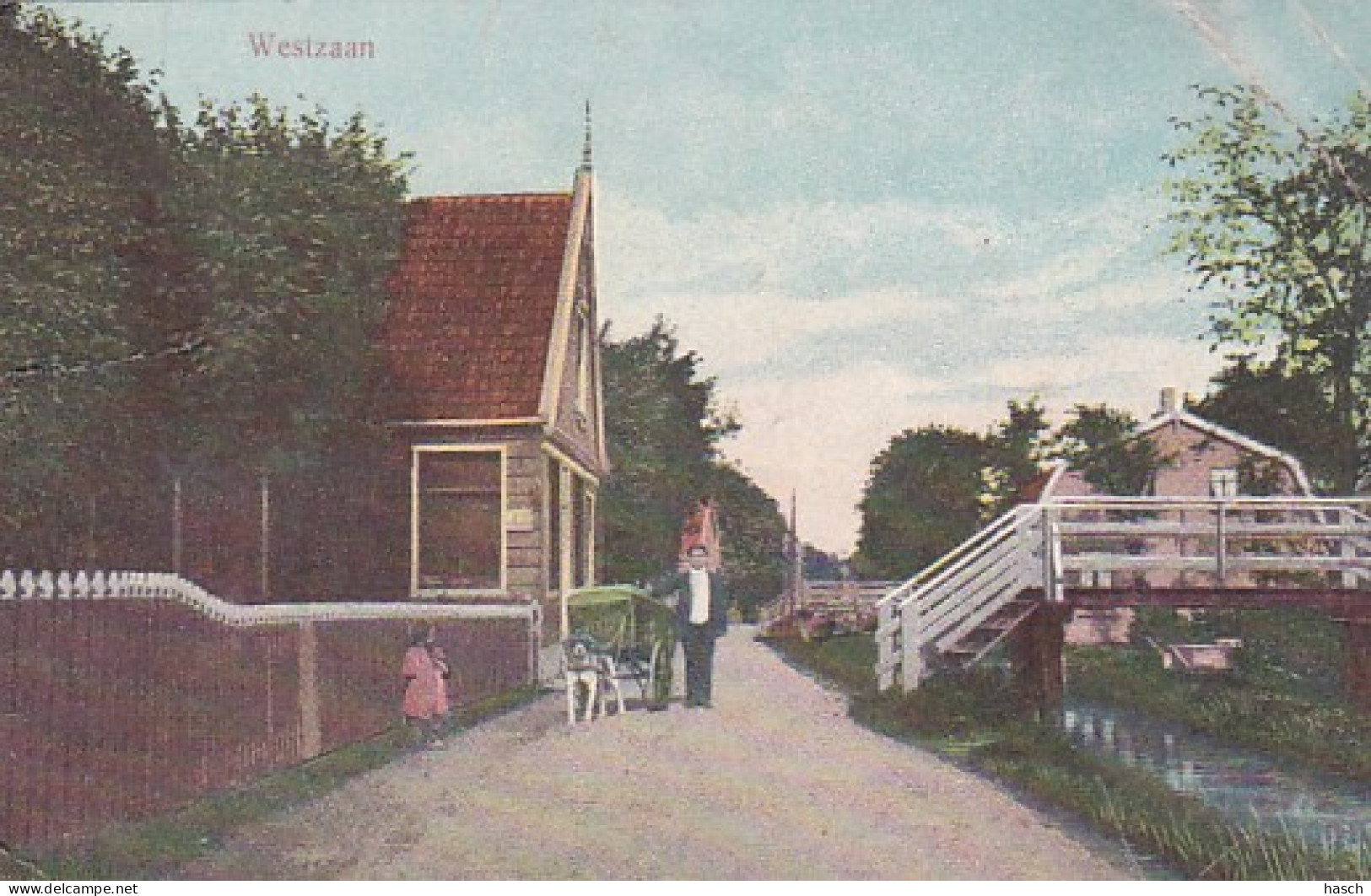 3652	15	Westzaan, Hondenkar (poststempel 1911 (diverse Vouwen) - Zaanstreek
