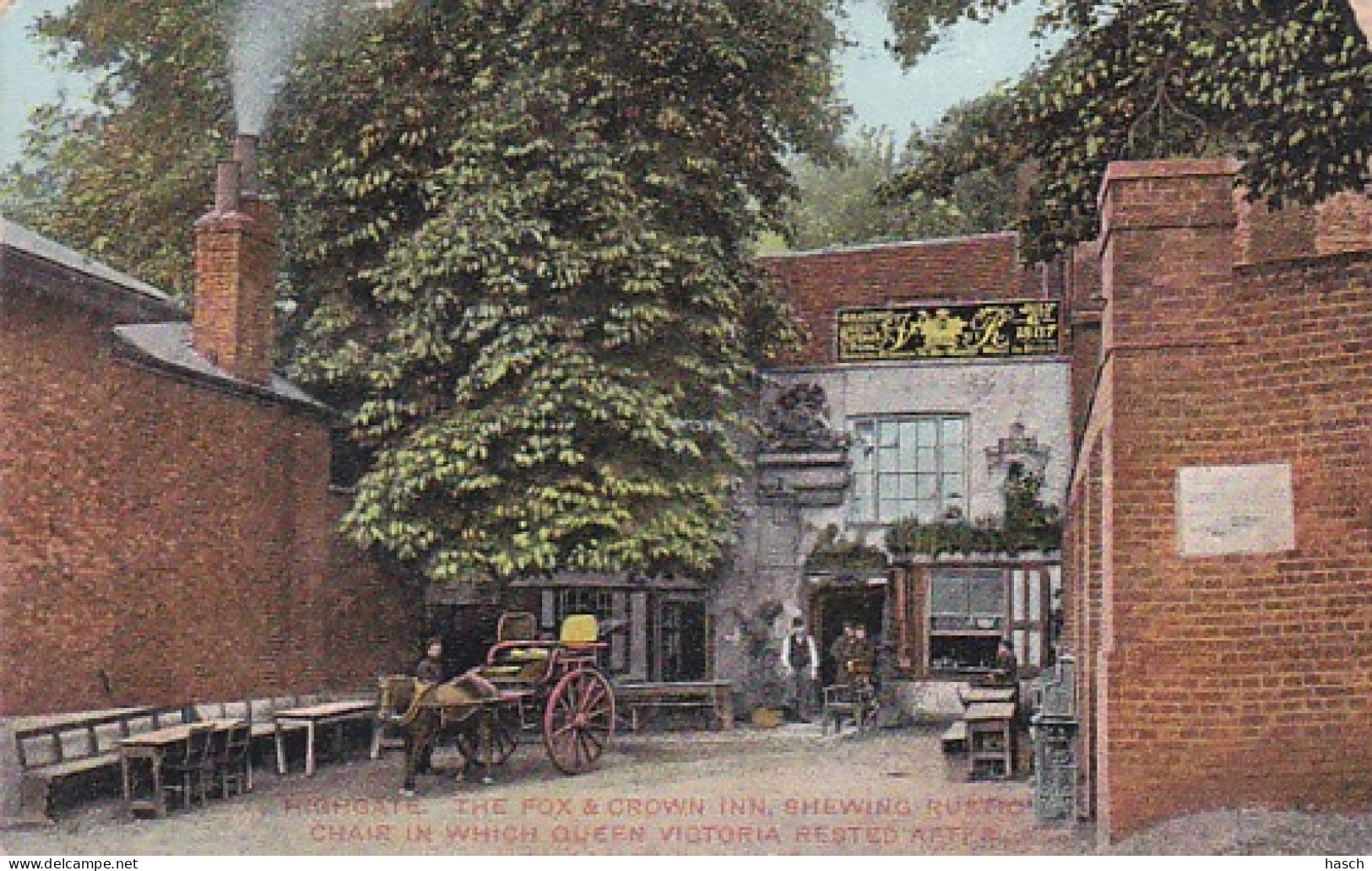 3652	49	Highgate, The Fox & Crown Inn Showing Rustic Chair In Which Queen Victoria Rested After Her Accident In 1837 (ca - London Suburbs