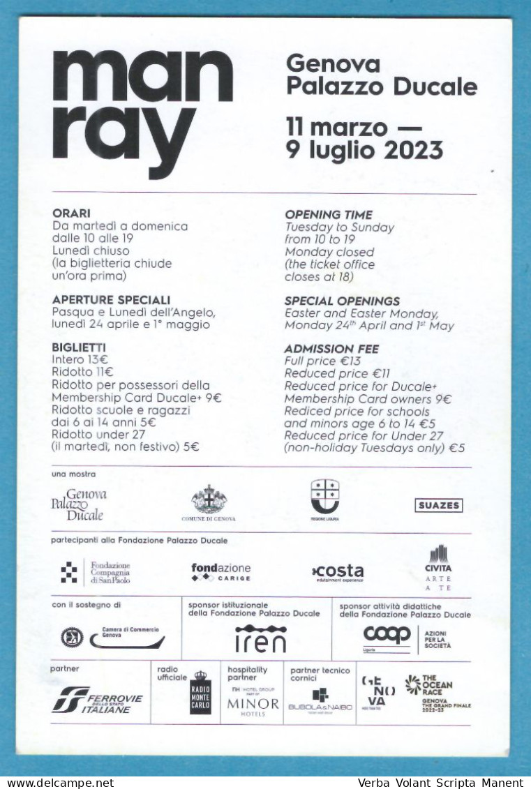 I-9900 * Italy - Promotional Flyer For The Exhibition "MAN RAY Works 1912-1975" - Palazzo Ducale, Genoa - 2023 - Other & Unclassified