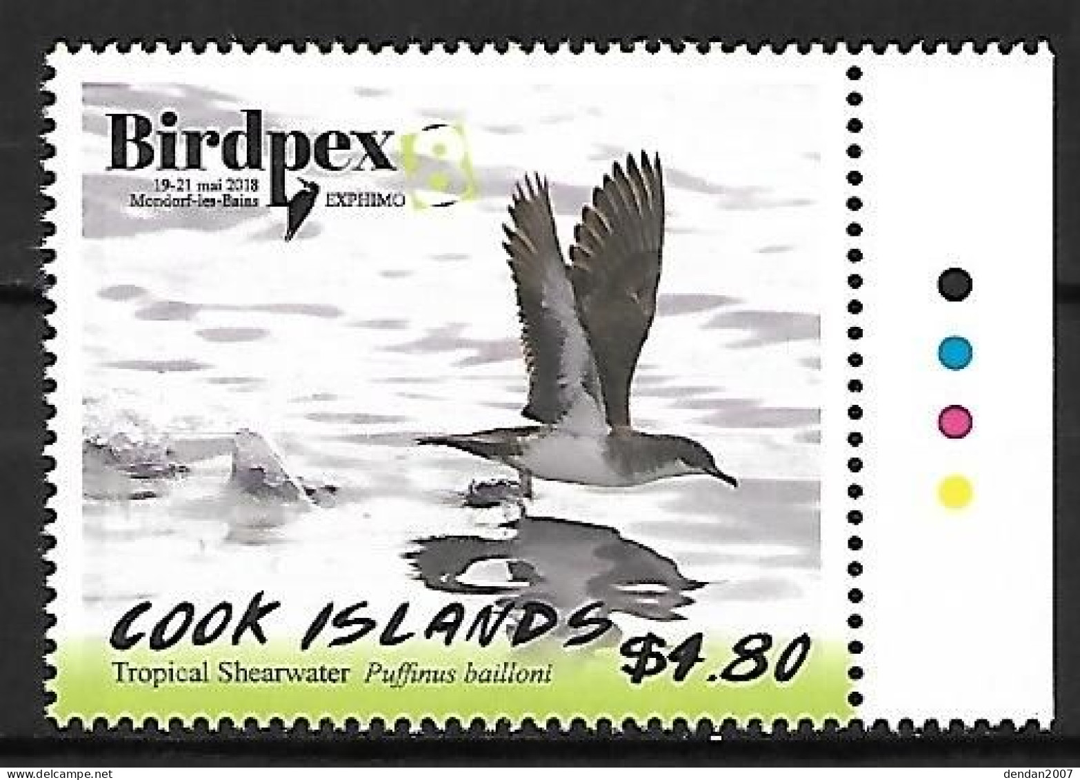 Cook Islands  - MNH ** 2018 BIRDPEX 8 :    Tropical Shearwater   - Puffinus Bailloni - Marine Web-footed Birds