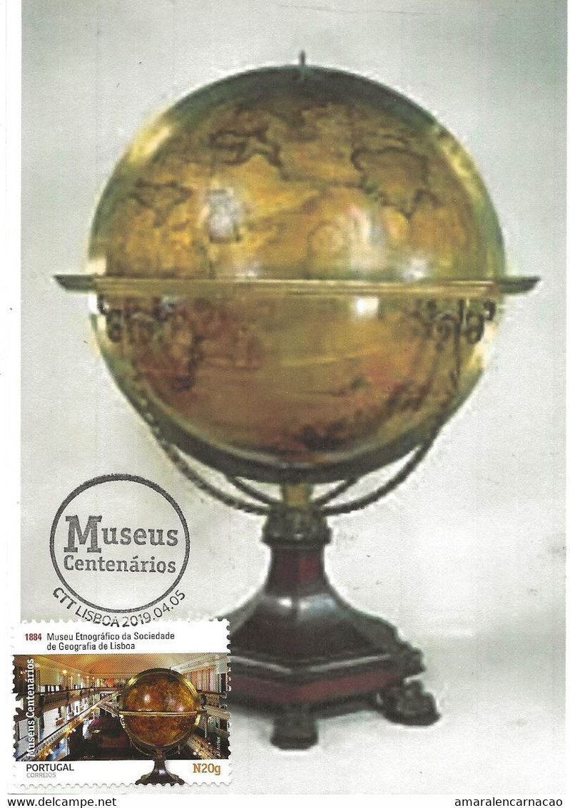 CARTE MAXIMUM- CARTOLINA MAXIMA- MAXIMUM CARD- PORTUGAL -GLOBE TERRESTRE -VINCENZO CORONELLI-1693- MUSÉES CENTENTENAIRES - Museos