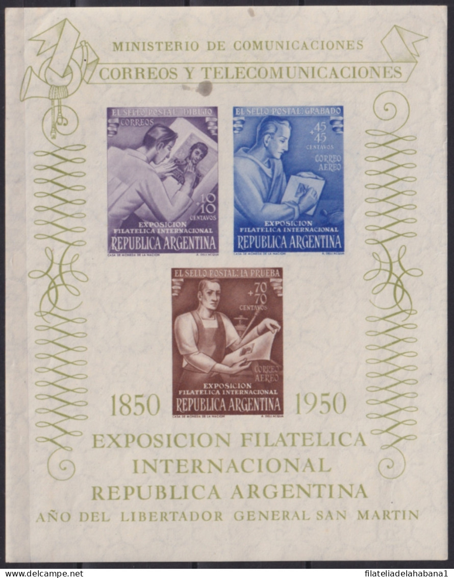 F-EX47983 ARGENTINA 1950 ORIGINAL GUM INTERNATIONAL PHILATELIC EXPO.  - Ongebruikt