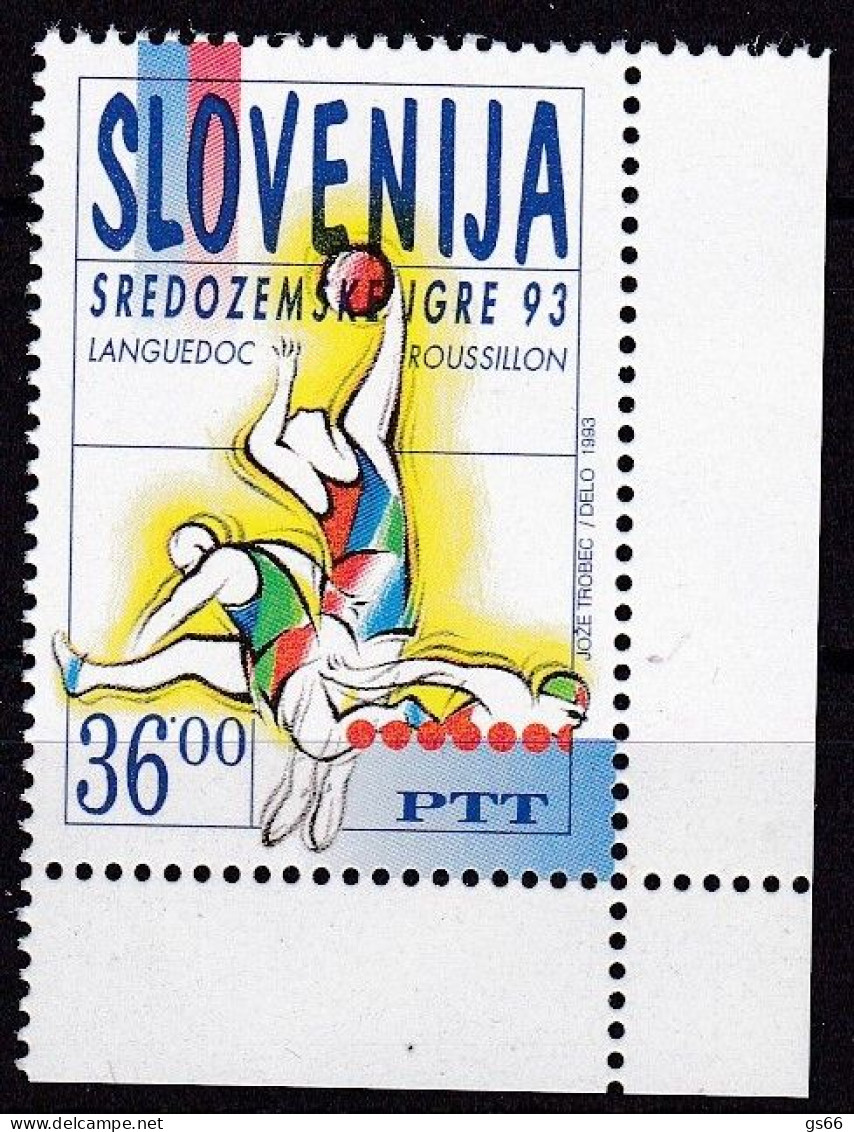 1993, Slowenien, Slovenia,  Mi. 58, MNH **, Mittelmeerspiele, Agde - Eslovenia