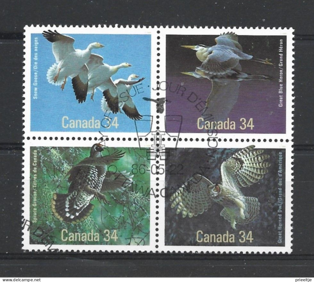 Canada 1986 Birds 4-block Y.T. 955/958 (0) - Used Stamps